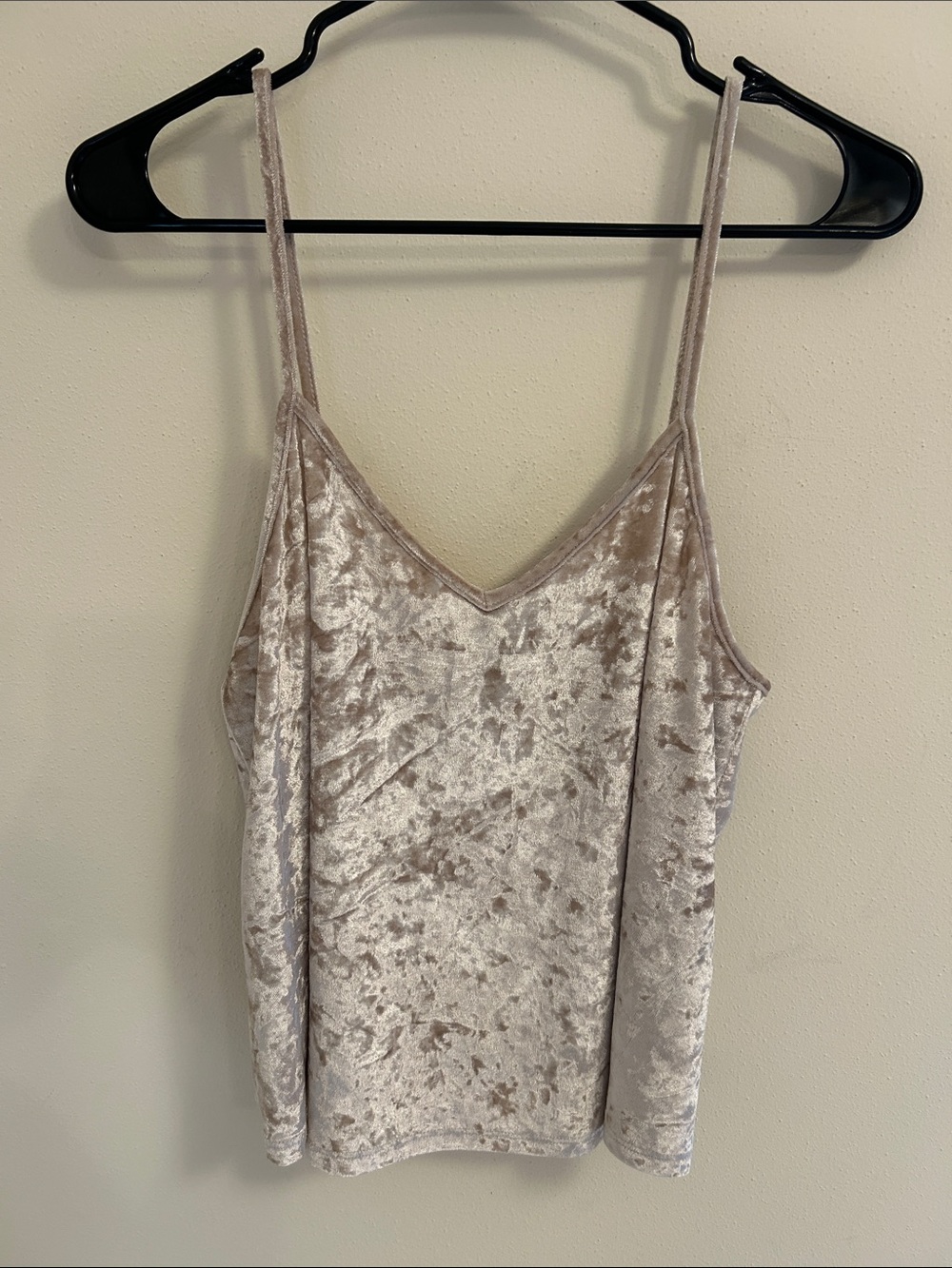 Forever 21 Beige Crushed Velvet V-Neck Cami